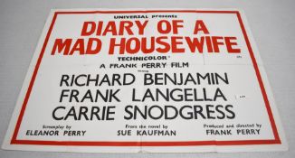 1 x Original VINTAGE Quad MOVIE POSTER From the Film DIARY OF A MAD HOUSEWIFE - Size: 76 x 101 cms