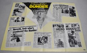 1 x Original VINTAGE Quad MOVIE POSTER From the Film CROCODILE DUNDEE - Size: 76 x 100 cms