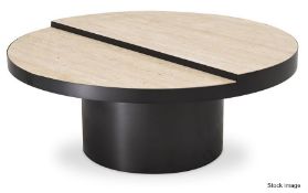 1 x EICHHOLTZ 'Excelsior' Luxury Travertine Topped Coffee Table in Bronze - Original Price £2,195