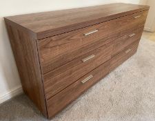 1 x Freestanding Bedroom Chest of 6 x Drawers with a Walnut Finish - CL1005 - Location: Bowden