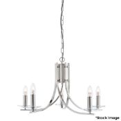 1 x Ascona 5 Light Pendant In A Satin Silver Finish With Clear Crystal Glass Sconces - Original