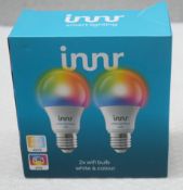2 x Innr WiFi Smart Bulbs E27 ES, White & Colour, Dimmable - Works with Alexa & Hey Google (No