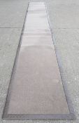 1 x RIMO Luxurious Bespoke Handmade Hallway Carpet Runner with a Brown Leather Trim, 6.9-Metres Long