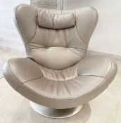1 x NATUZZI ITALIA 'Sound' Luxury Leather Swivel Armchair with Integrated Surround Sound Speakers