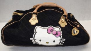1 x Victoria Couture 'Hello Kitty' Luxury Suede & Leather Wheeled Luggage Travel Bag - Rare