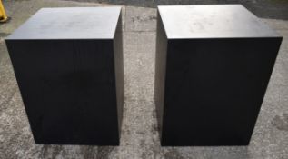 Pair of Boutique Shop Display Plinths with a Black Ash Wood Grain Aesthetic - HAR160 / WH3 - CL011 -