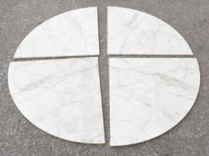 1 x White Marble ⌀160cm Round 6-8 Seat Dining Table Top in 4-Sections - Ref: K741 WH2 - CL011 -