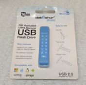 1 x Data Shur 16GB Pin Activated Ultra Secure USB Flash Drive - New in Packaging