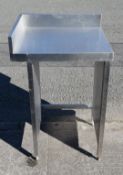 1 x Stainless Steel Corner Prep Table with Upstand - Dimensions: H93 x W60 x D56 cms