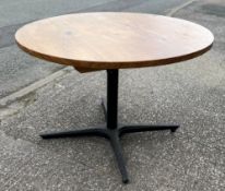 1 x Solid Oak Restaurant Dining Table - Natural Rustic Knotty Oak Tops With Black Cast Iron Base