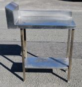 1 x Stainless Steel Prep Table with Upstands and Undershelf - Dimensions: H114 x W87 x D40 cms