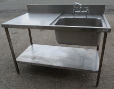 1 x Stainless Steel Single Bowl Sink Unit With Left Hand Drainer And Undershelf