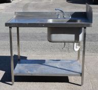 1 x Stainless Steel Wash Unit Featuring a Large Sink Basin with Mixer Taps