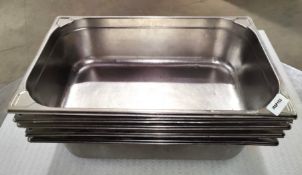 5 x Stainless Steel Gastronorm Cooking Pans - Dimensions: H15 x 53 x 32 cms