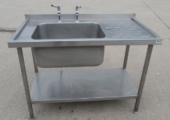 1 x Stainless Steel Commercial Catering Sink Unit - 90(H) X 120(W) X 65(D) Cm - Ref: K760 A2D1
