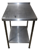 1 x Stainless Steel Prep Table Featuring an Upstand and Undershelf - Dimensions: H89 x W60 x D77 cms