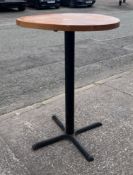 2 x Solid Oak Restaurant/Bar Poseur high Tables - Natural Rustic Knotty Oak Tops With Black Cast