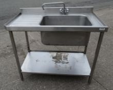 1 x Stainless Steel Single Bowl Sink Unit With Left Hand Drainer And Undershelf
