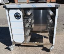 1 x Stainless Steel Mobile Cabinet with Bin Chute/Cupboard and Tray Rails - Dimensions: H90 x W90