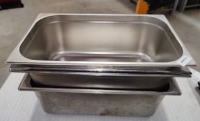 4 x Stainless Steel Gastronorm Cooking Pans - Dimensions: H20 x 53 x 32 cms