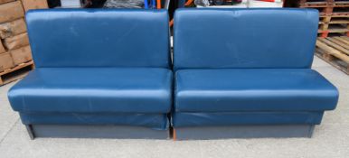 2 x Single-Sided Restaurant Banquette Seats In Blue - Ref: K752 - CL011 - Location: Altrincham