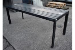1 x Commercial Restaurant 7.5ft Table with Wooden Slatted Top, Steel Base and Anti Theft Floor