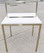 1 x Retail Shop Display Table in White and Gold with Central Socket Slot