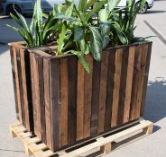2 x Rustic Wooden Planters with Live Plants - Dimensions: H81 x W108 x D33 cms - CL694 - Ref: WAH198