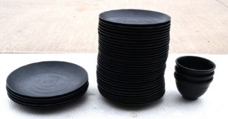 Assorted Collection of Elite Tableware - 40 Pieces of Black Crockery Including Plates and Bowls -