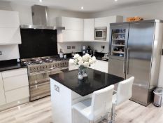 1 x Bespoke White Gloss Handleless Kitchen Units with Black Granite Worktops - NO VAT ON HAMMER