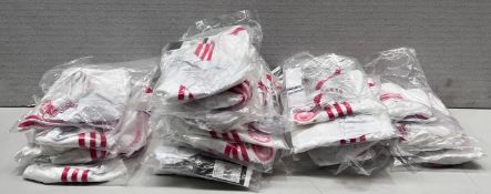 30 x ADIDAS Olympiacos F.C. Football Shorts In White/Red - NO VAT ON THE HAMMER - Ref: MMG149/