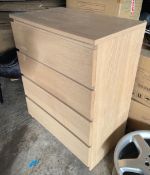 1 x Modern  Light Oak Chest of 4-Drawers - CL985 - NO VAT ON THE HAMMER - Location: Cheshire