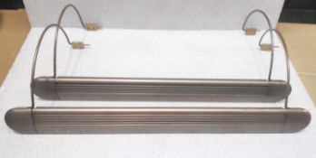 Pair of Modern Slimline Dual-Spot LED Picture Light Fittings in a Bronze Finish, W50cm - Ref: HCU270