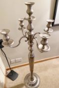 1 x Large Freestanding 5-Arm Statement Candelabra Candlestick Holder Wedding Event Table in Silver