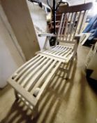 1 x Solid Wood Garden Sun Lounger Lawn Chair with Arms - CL985 - NO VAT ON THE HAMMER - Location: