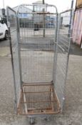 1 x 3-Sided Roll Cage Trolley Containers on Castors - K729 / WH3 - CL011 - Location: Altrincham