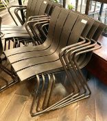 4 x Stackable 'Ocean' Chairs Featuring a Classic Danish Design with Curved Seats and Metal