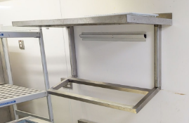 1 x Stainless Steel Wall Mounted Shelf With Utensil Rack - Dimensions: W100 x D40 cms