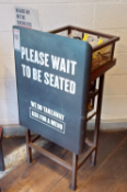 1 x Front of House Welcome Station Featuring a 'Please Wait to be Seated' and 'We Do Takeaway'