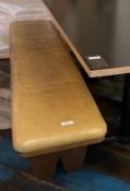 1 x Seating Bench Featuring a Wooden Frame and Mustard Leather Seat Pad - Dimensions: H46 x W180
