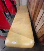 1 x Seating Bench Featuring a Wooden Frame and Mustard Leather Seat Pad - Dimensions: H46 x W180