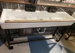 1 x Twyfords Belfast Style Rectangular Wash Basin on Stand - Includes Three Infra Red Taps
