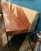 1 x Seating Bench with Tan Leather and Fabric Upholstery - Dimensions: H45/78 x W155 x D67 cms