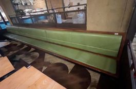 1 x Banquetting Seating Bench - Approximate 21ft in Length - Large Wooden Seating Bench with Green