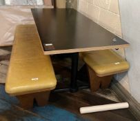 1 x Restaurant Table and Bench Set Including 1 x Rectangular Table and 2 x Seating Benches
