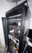 1 x Rackmount Server Cabinet with Cloud 500w Stereo Amplifier, Cloud Z4 Venue Mixer, Vista CCTV