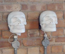 2 x Wall Mounted Hand Skull Lamps