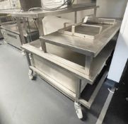 1 x Stainless Steel Appliance Workstation with Multiple Platforms and Heavy Duty Castor Wheels