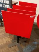 4 x Outdoor Square Folding Tables Featuring Bright Red Table Tops - Dimensions: W60 x D60 cms