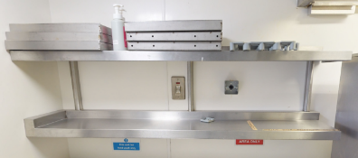 2 x Stainless Steel Wall Mounted Shelves - Dimensions: W166 x D32 cms